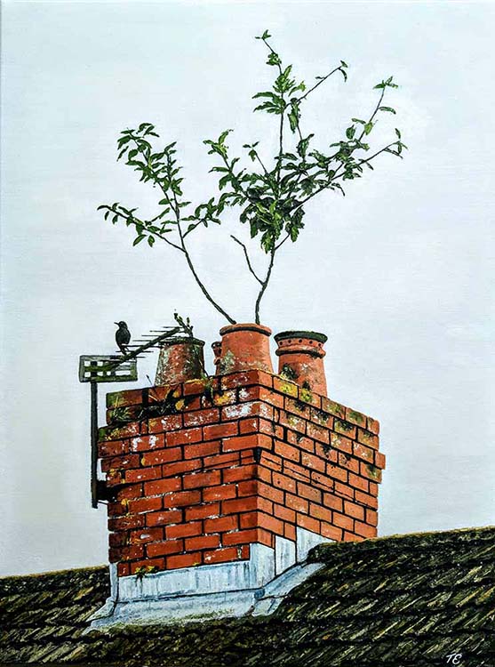 Nature Finds a Way - contemporary oil on canvas by Ted Elston