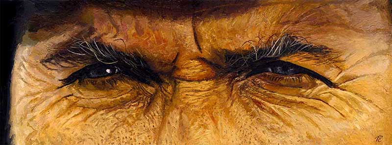 Those with Loaded Guns - cinematic panoramic oil on canvas by Ted Elston